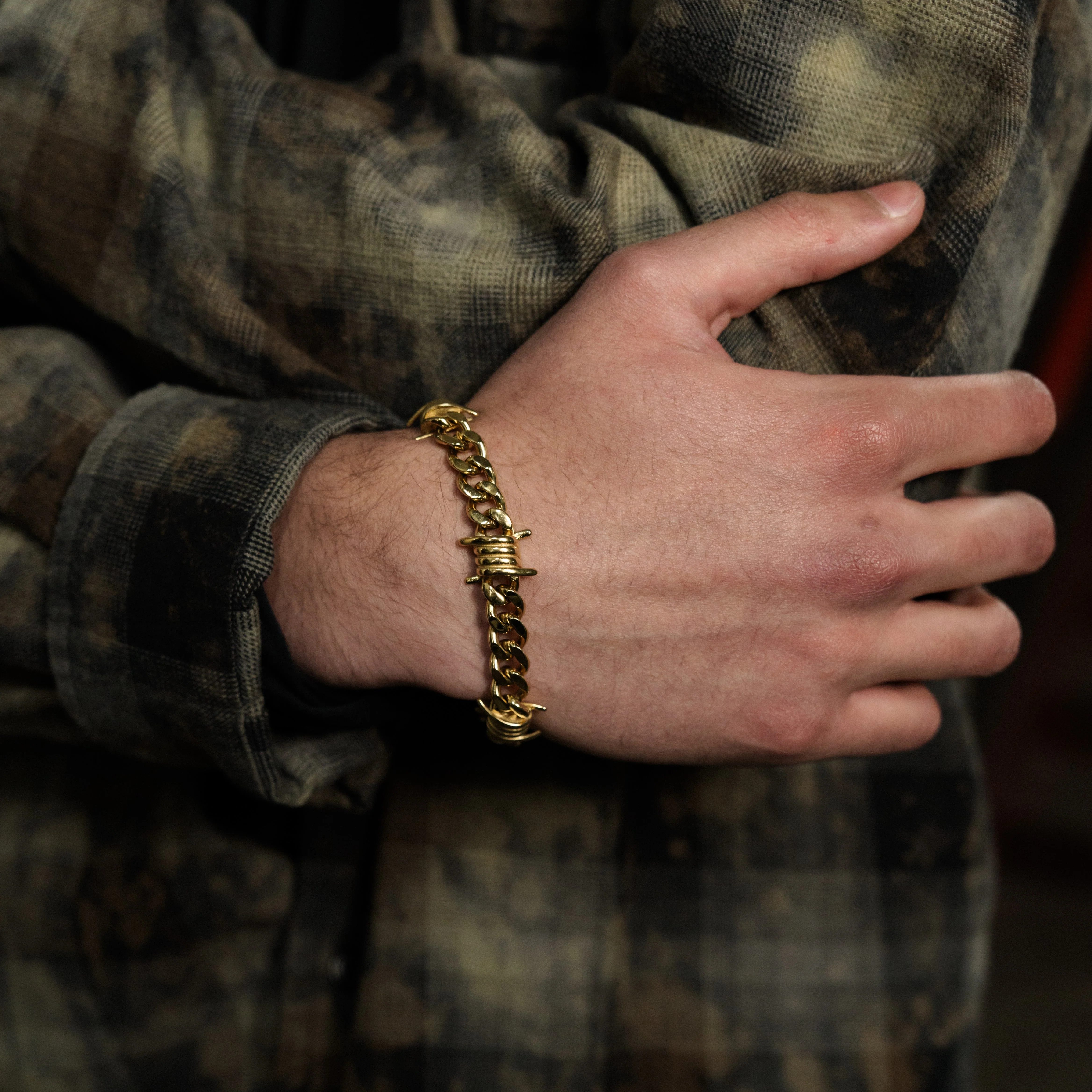 The Barbed Wire Cuban Bracelet - Gold RG398 - Image 3