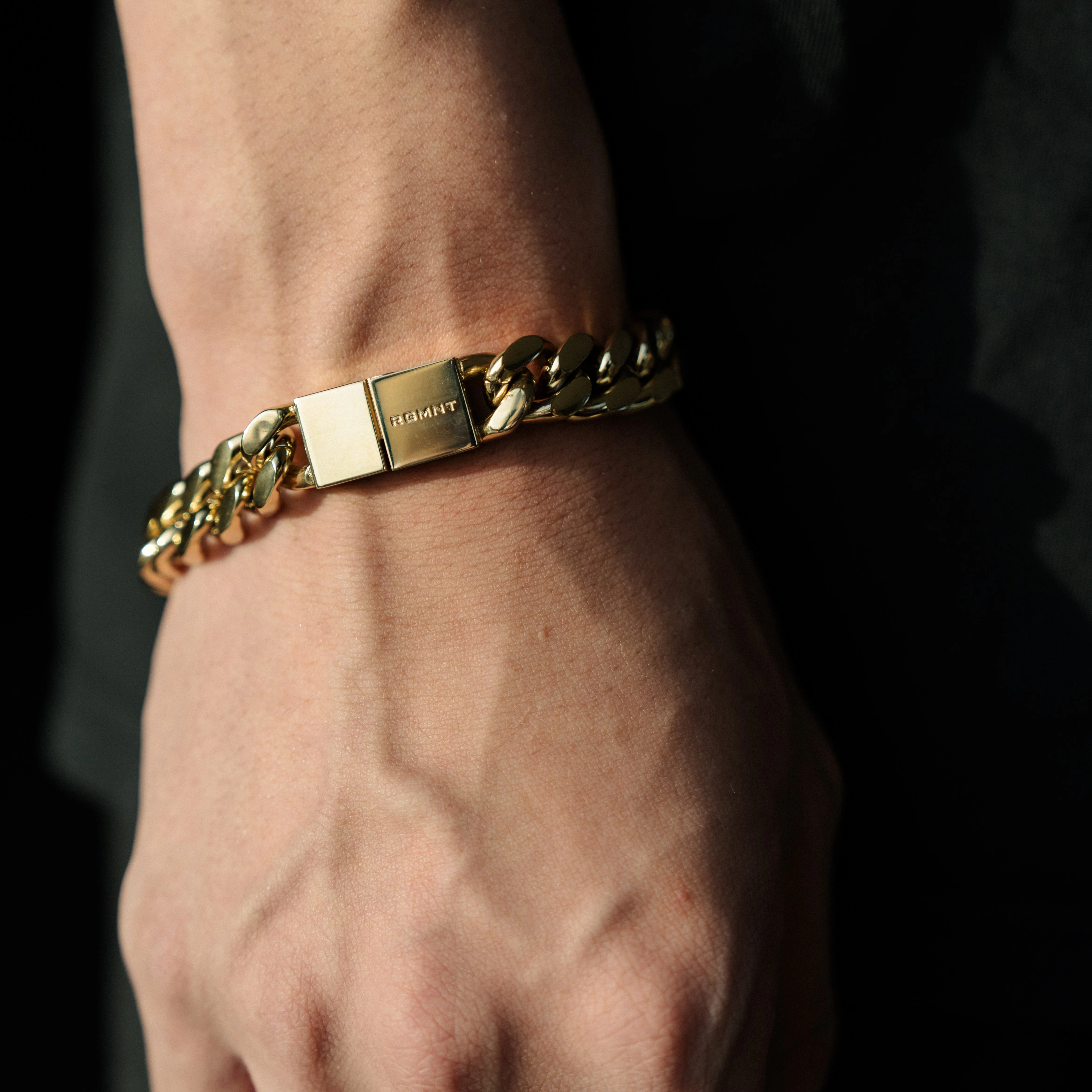 The Beveled Cuban Bracelet 11mm - Gold RG3007 - Image 3