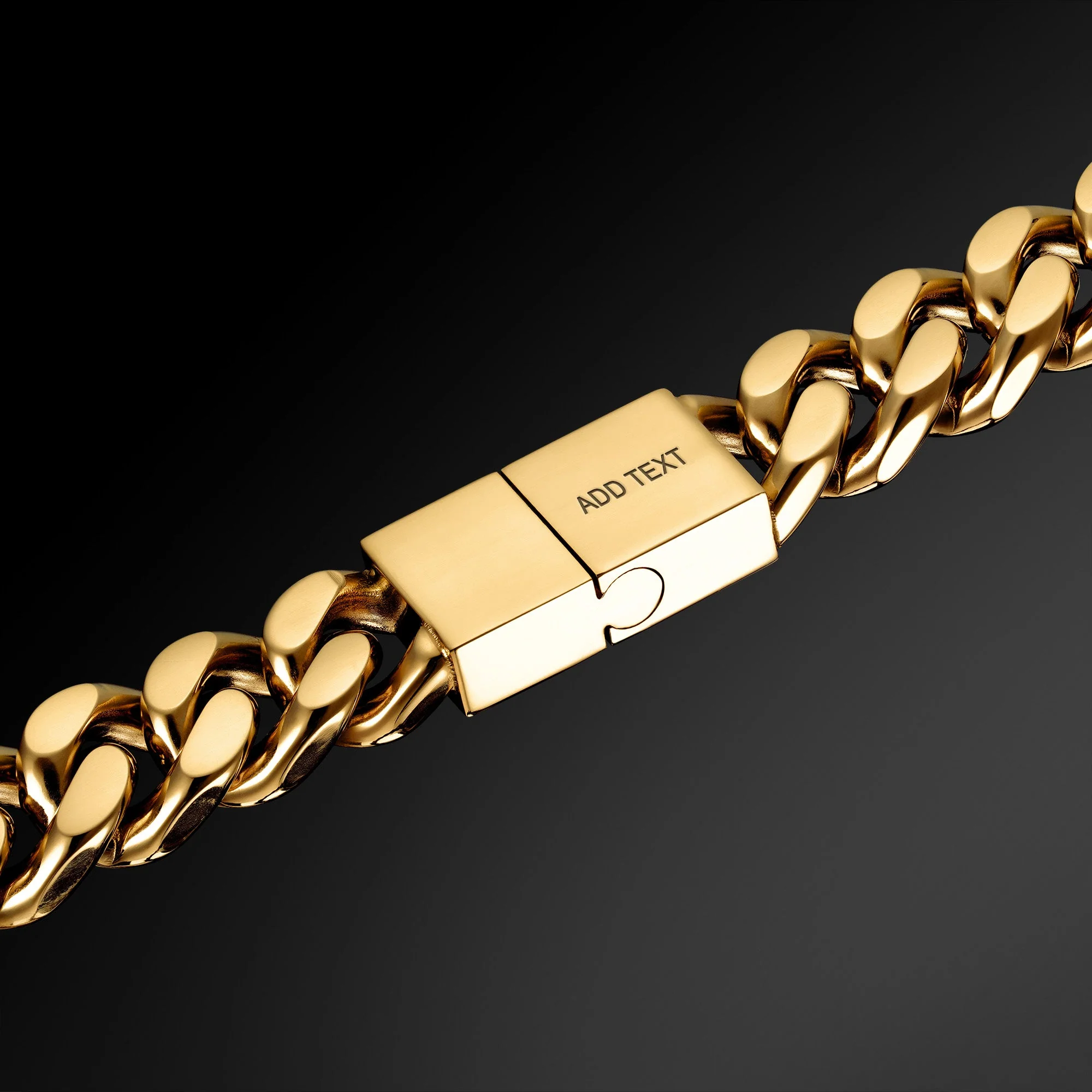 The Beveled Cuban Bracelet 11mm - Gold RG3007 - Image 5