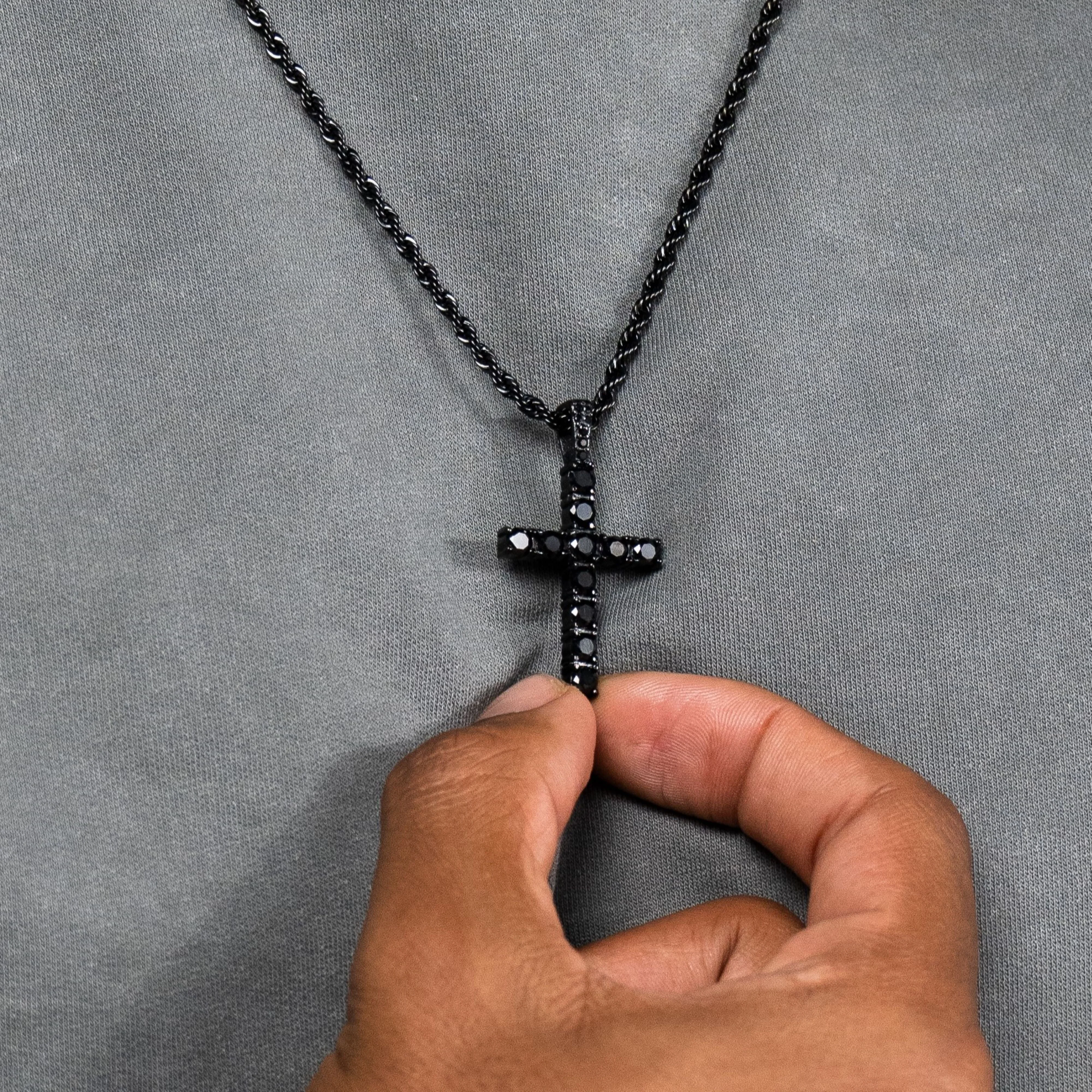 Iced Cross Pendant - Black RG188B - Image 4