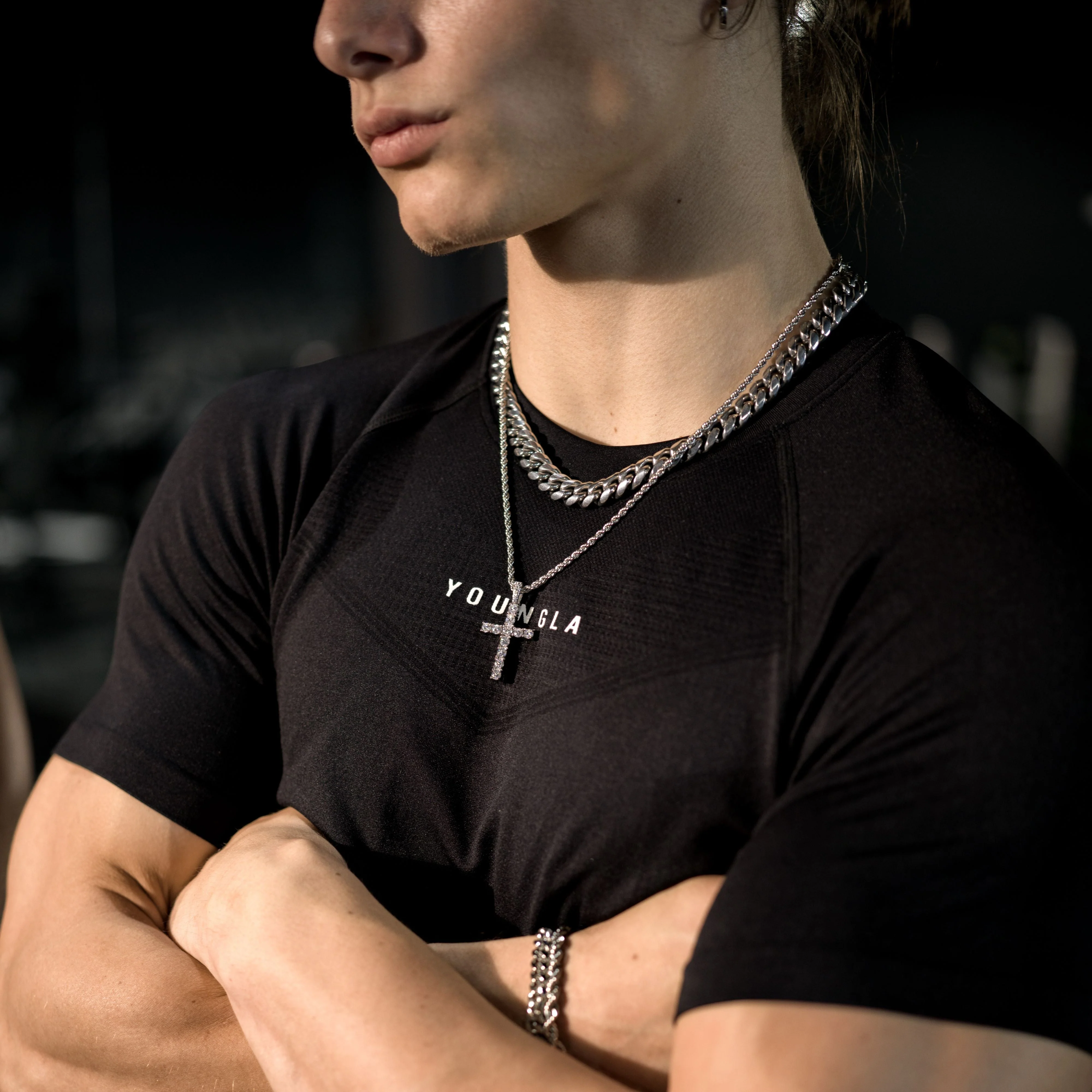 Iced Cross Pendant - Silver RG188S - Image 3