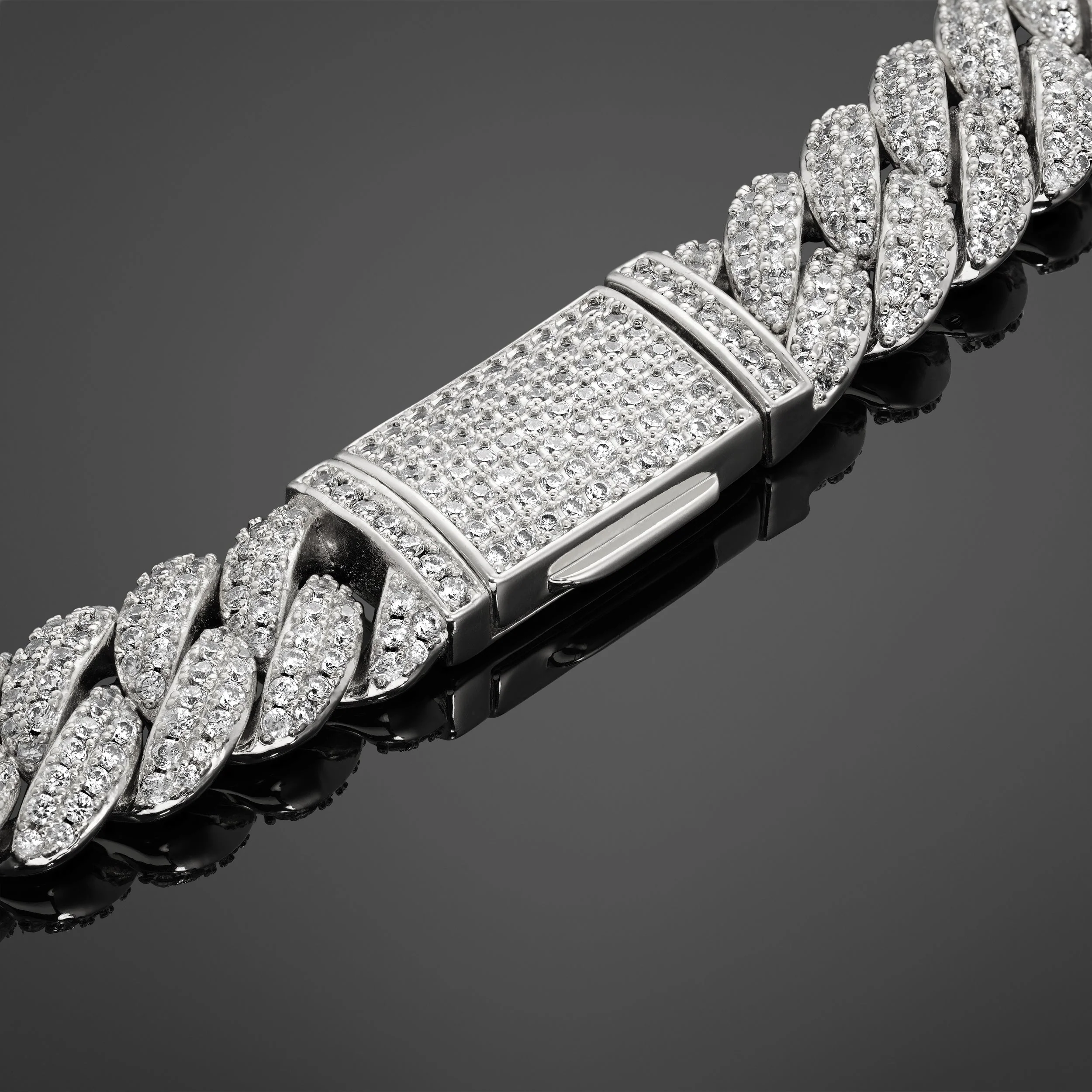 Iced Cuban Bracelet 10mm - Silver RG362 - Image 3