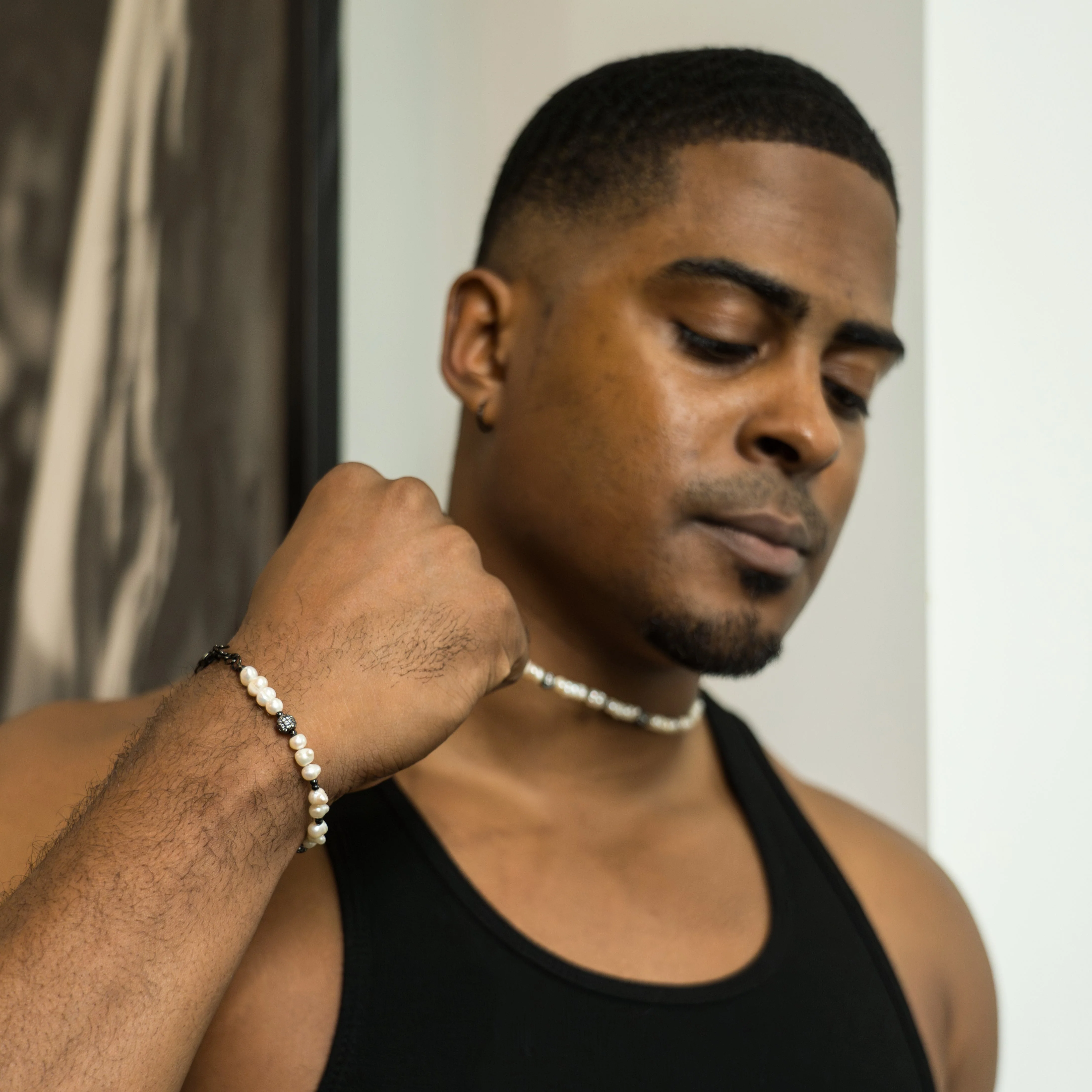 Iced Pearl Bracelet - Black RG371B - Image 4