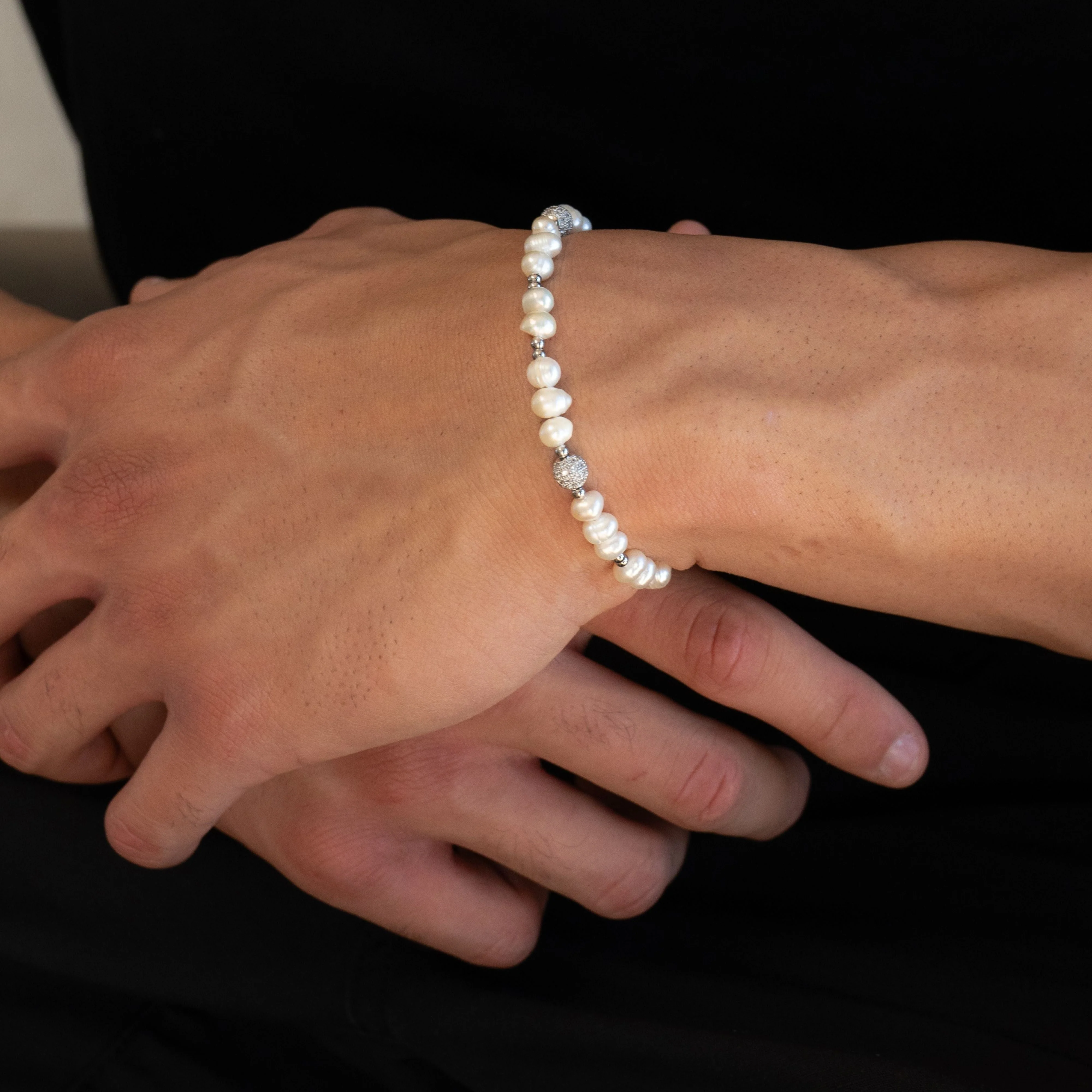 Iced Pearl Bracelet - Silver RG371S - Image 3