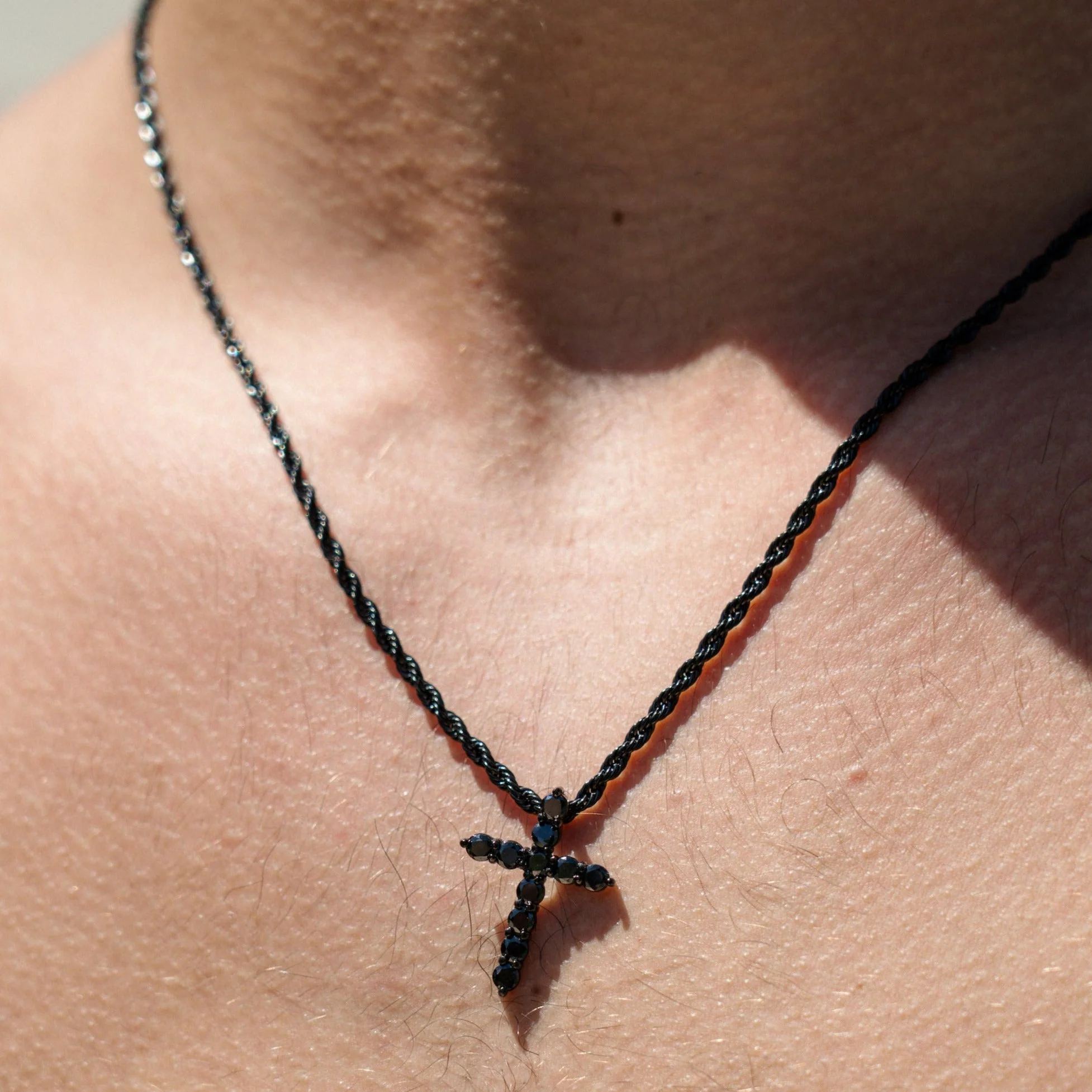 Mini Iced Cross Pendant - Black RG111B - Image 3
